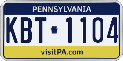 PA license plate KBT1104