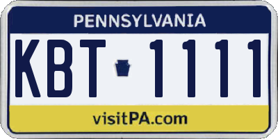 PA license plate KBT1111
