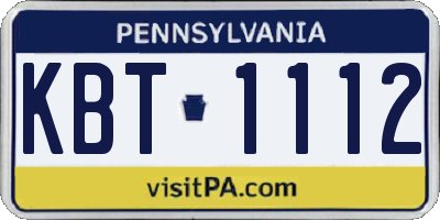PA license plate KBT1112