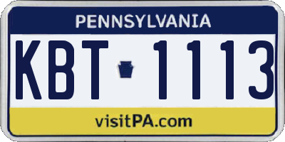PA license plate KBT1113