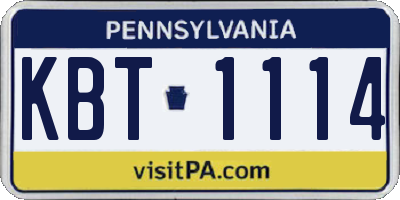PA license plate KBT1114