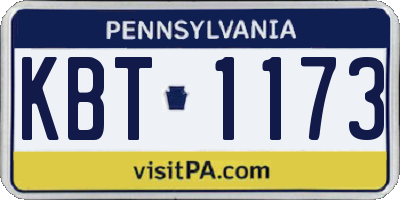 PA license plate KBT1173