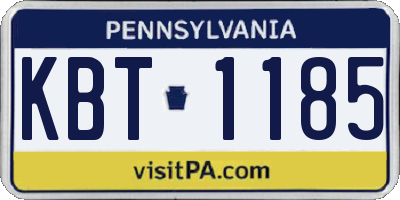 PA license plate KBT1185