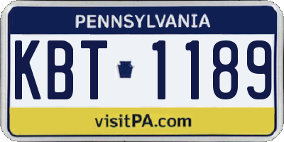 PA license plate KBT1189