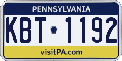 PA license plate KBT1192