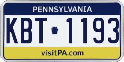 PA license plate KBT1193