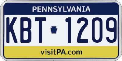 PA license plate KBT1209