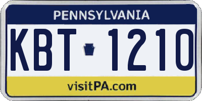 PA license plate KBT1210