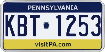 PA license plate KBT1253
