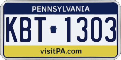 PA license plate KBT1303