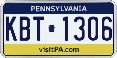 PA license plate KBT1306