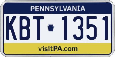 PA license plate KBT1351
