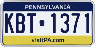 PA license plate KBT1371