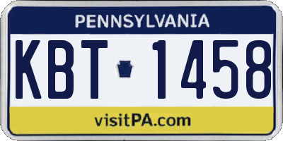 PA license plate KBT1458