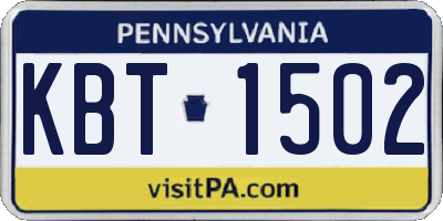 PA license plate KBT1502
