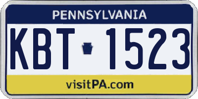 PA license plate KBT1523