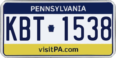 PA license plate KBT1538