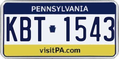 PA license plate KBT1543