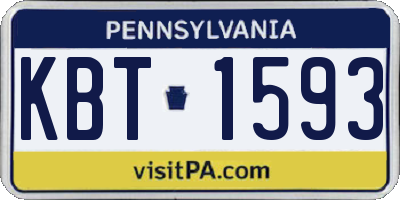 PA license plate KBT1593
