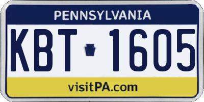 PA license plate KBT1605