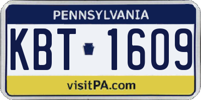 PA license plate KBT1609