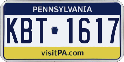 PA license plate KBT1617