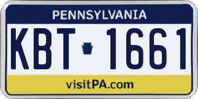PA license plate KBT1661