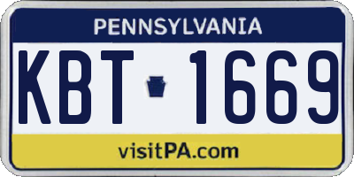 PA license plate KBT1669