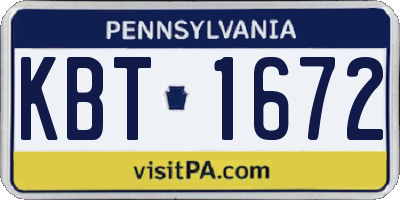 PA license plate KBT1672
