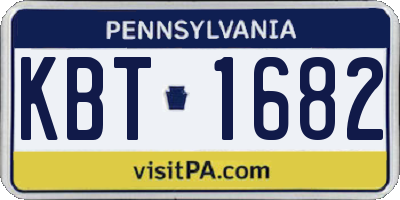 PA license plate KBT1682