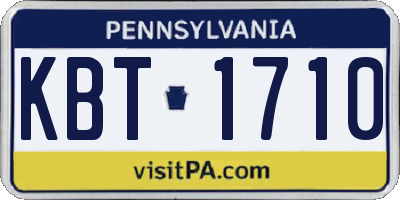 PA license plate KBT1710
