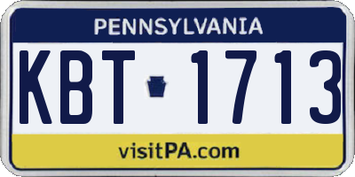 PA license plate KBT1713