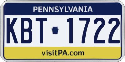 PA license plate KBT1722