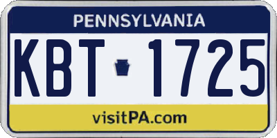 PA license plate KBT1725