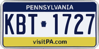 PA license plate KBT1727