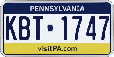 PA license plate KBT1747