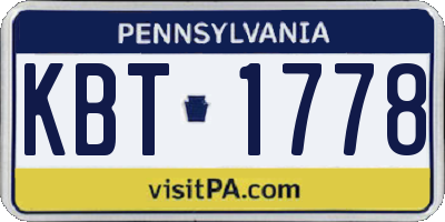 PA license plate KBT1778