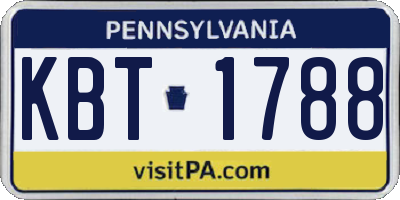 PA license plate KBT1788