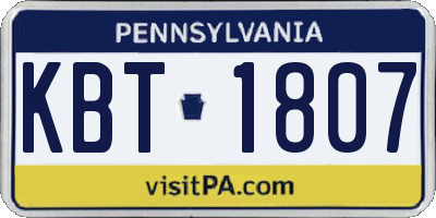 PA license plate KBT1807