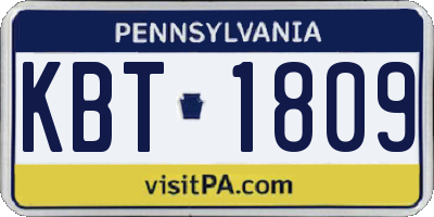 PA license plate KBT1809