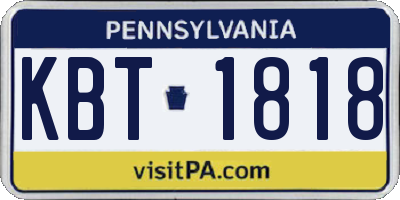 PA license plate KBT1818