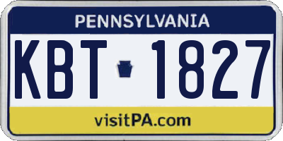 PA license plate KBT1827