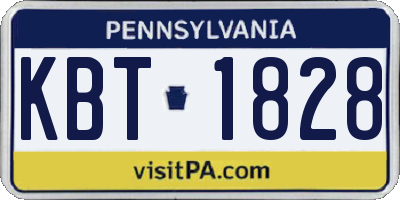 PA license plate KBT1828