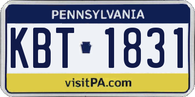 PA license plate KBT1831