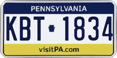 PA license plate KBT1834
