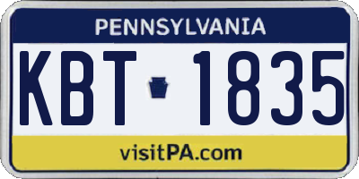 PA license plate KBT1835