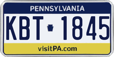 PA license plate KBT1845