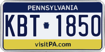 PA license plate KBT1850