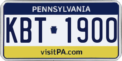 PA license plate KBT1900