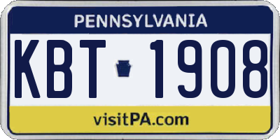 PA license plate KBT1908